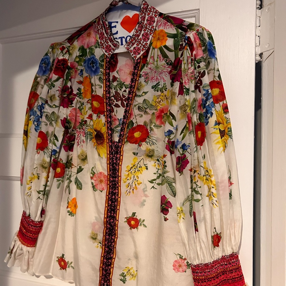 Alice and Olivia flowered silk blouse